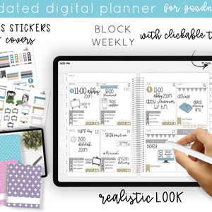 Landscape Undated Minimalist Digital Planner for Goodnotes | Customizable Realistic Look Planner with Weekly Layout and Budget