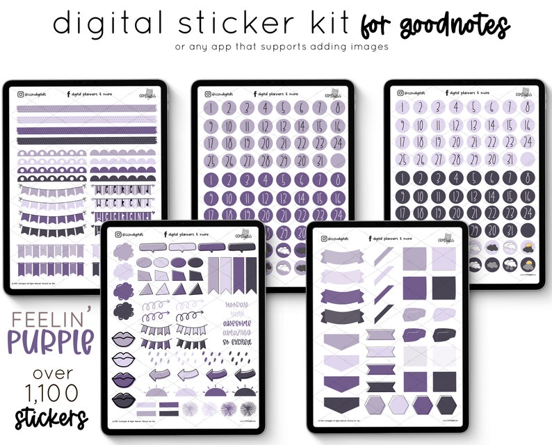 Digital Planner Essentials in Feelin' Purple Color Palette Etsy Hong Kong