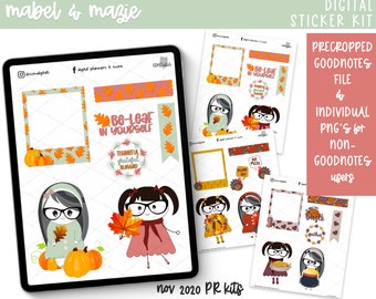 Mabel & Mazie Minikit - NOV 2020 | Inclusief individuele PNG-stickers en Goodnotes-stickers