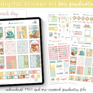 Digital Planner Beach Day Stickers | A Beach themed Digital Sticker Kit