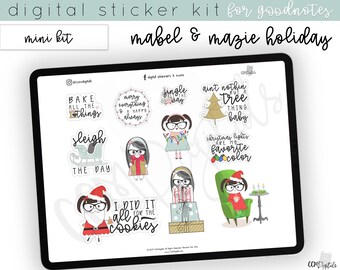 Mazie & Mabel Digital Planner Holiday Stickers | Digital Journal Stickers | PNG Stickers