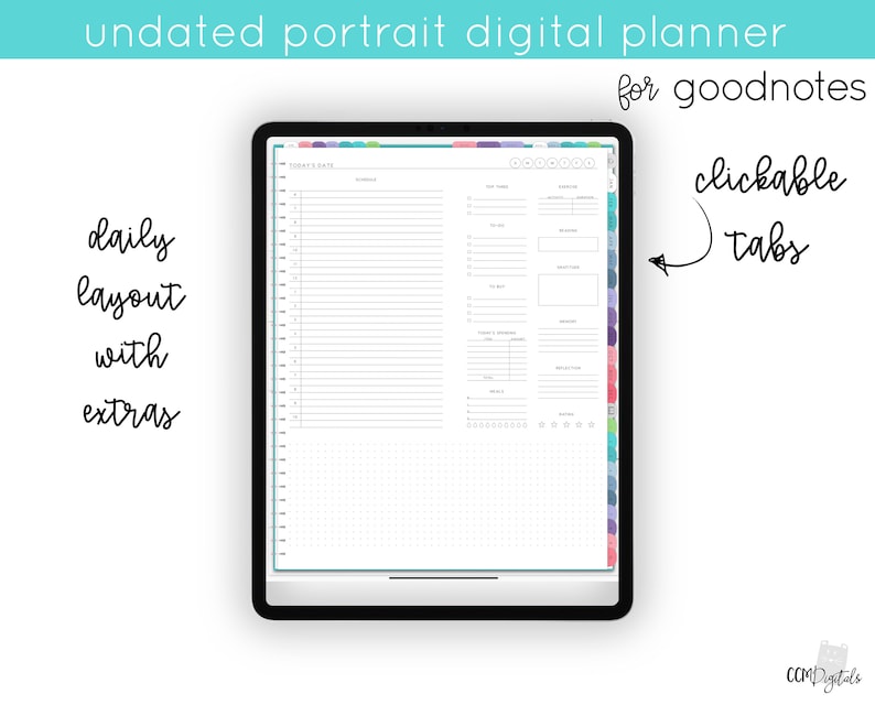 Undated Colorful Digital Planner for Goodnotes Colorful Minimalist Planner with Horizontal Weekly Layout Daily Pages and Weekly Pages image 7