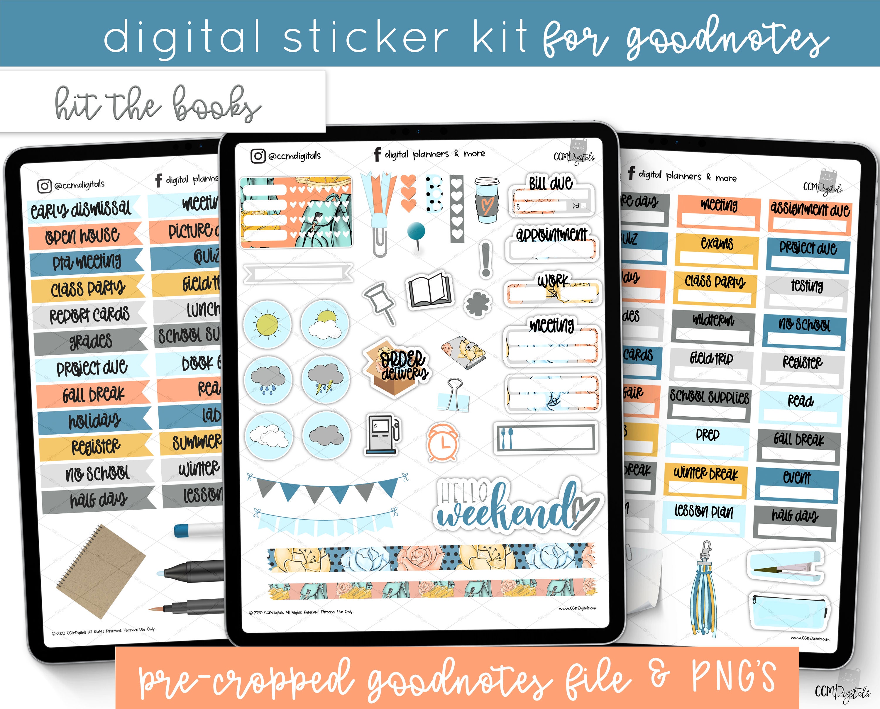 Digital Planner Back to School Stickers | Goodnotes Stickers | iPad ...