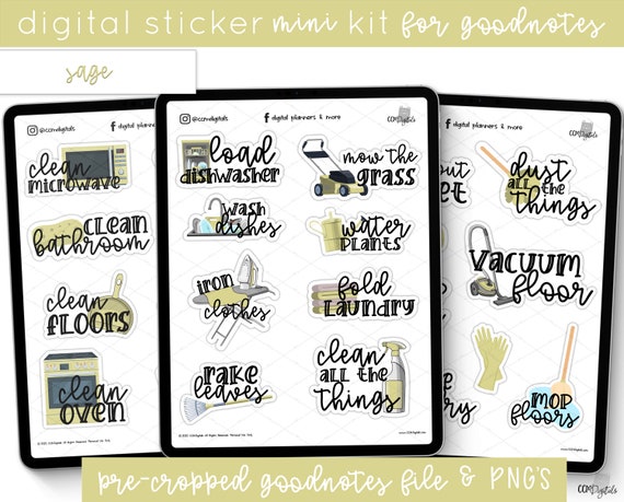 Rake Leaves Cursive Script Planner Stickers