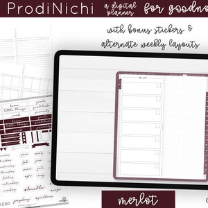 The ProdiNichi Digital Planner for Goodnotes in Merlot | iPad Planner for Goodnotes | Planner iPad Pro Planner Tablet Planner Goodnotes