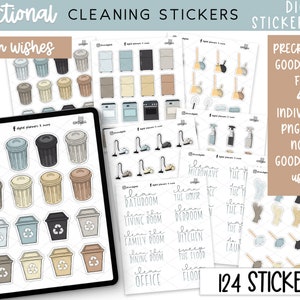 Digital Planner Stickers - Functional Cleaning Mini Kit | Warm Wishes Color Theme
