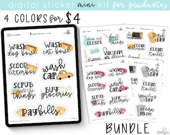 Digital Planner Stickers - Chores Mini Kit | Goodnotes Stickers | iPad stickers | Digital Journal Sticker | PNG Stickers for Goodnotes