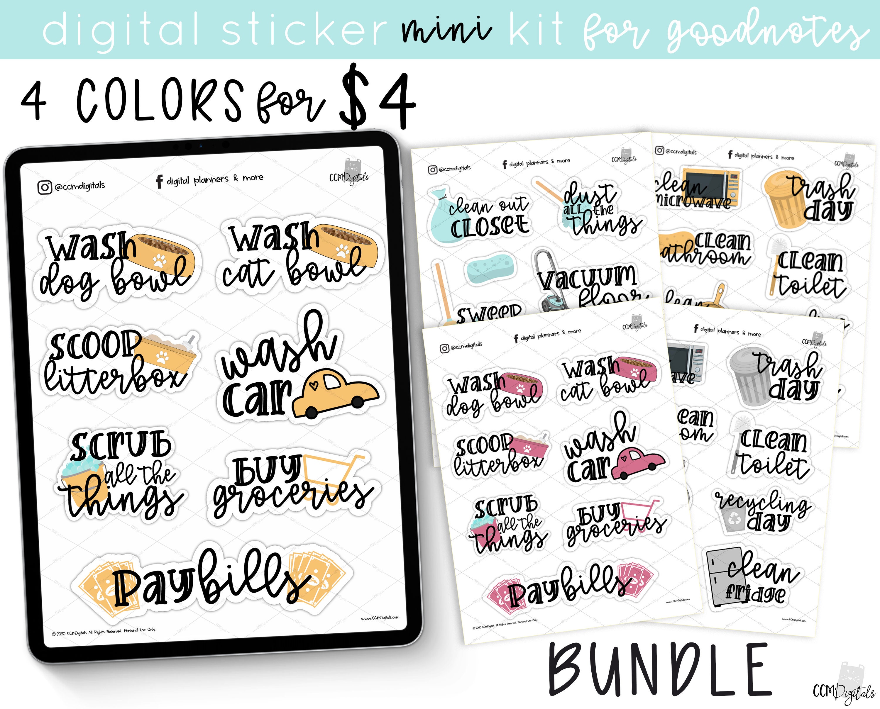 Rake Leaves Cursive Script Planner Stickers