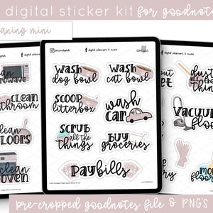 Digital Planner Stickers Chores Mini Kit PNG Stickers for Goodnotes and Digital Planners image 3