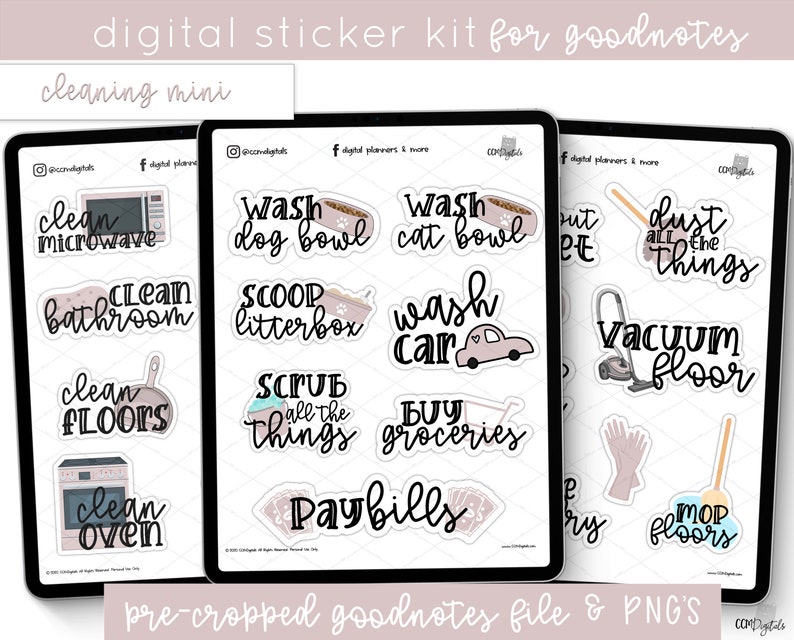 Digitale Planner Stickers Klusjes Mini Kit PNG-stickers voor Goodnotes en digitale planners afbeelding 3