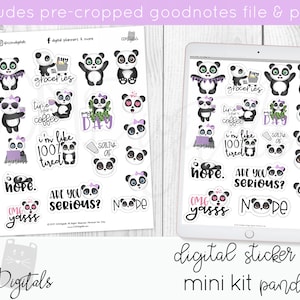 Panda Digital Planner Stickers | PNG Stickers for Goodnotes or Digital Planners