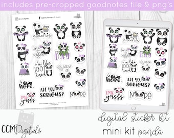 Panda Digital Planner Stickers | PNG Stickers for Goodnotes or Digital Planners