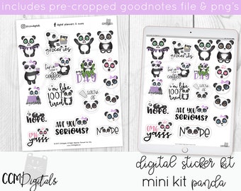 Panda Digital Planner Stickers | PNG Stickers for Goodnotes or Digital Planners