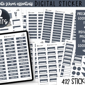 Blue Ultimate School Essentials for Teachers, Students, and Homeschoolers | Digital Planner Goodnotes Stickers | Pre-cropped Stickers