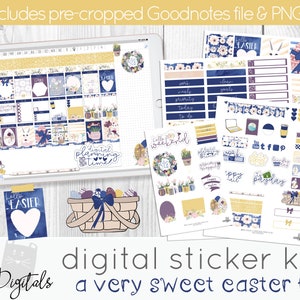 Digital Planner Easter Stickers | Goodnotes Stickers iPad Stickers Precropped Stickers Digital Download iPad Digital Stickers for Easter