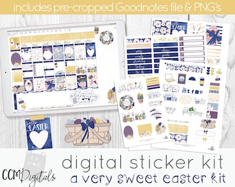 Digital Planner Easter Stickers | Goodnotes Stickers iPad Stickers Precropped Stickers Digital Download iPad Digital Stickers for Easter