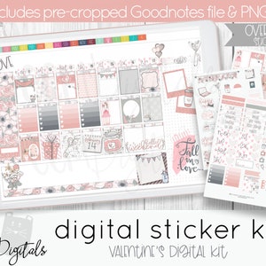 Valentine&#39;s Digital Planner Stickers for Digital Planning