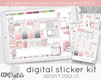Valentine&#39;s Digital Planner Stickers for Digital Planning