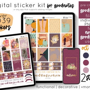 Oktober 2021 Digitale Planner-stickers | Herfstvibes met digitale stickers met elegante herfstthema