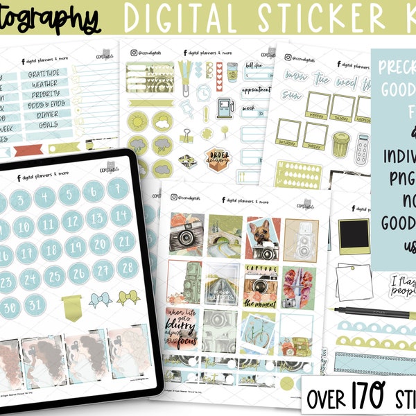 Digital Planner Photography Stickers | Photography Themed Digital Stickers for Planners and Journals | Camera Stickers