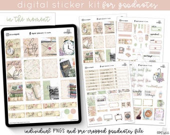 In the Moment Digital Planner Stickers | Vintage Themed Digital Stickers for Goodnotes and Other Digital Planner Apps