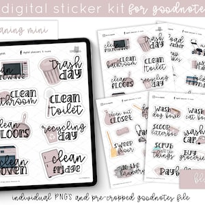 Digital Planner Stickers Chores Mini Kit PNG Stickers for Goodnotes and Digital Planners image 1