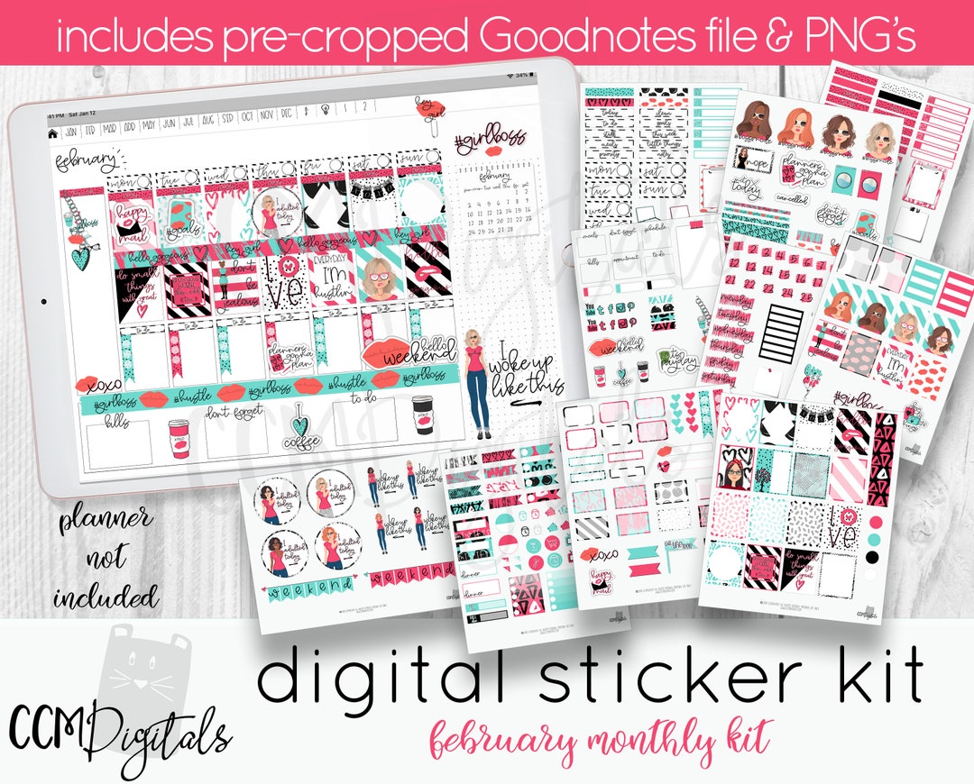 2019 February Digital Planner Stickers | Digital Stickers | Goodnotes ...