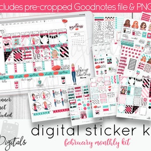 Adesivos de planejador digital de fevereiro de 2019 | Adesivos Digitais | Etiquetas do planejador do iPad de Goodnotes de &lt;br&gt; Entrega Rápida? Conjunto de adesivos de diário digital Goodnotes Planner