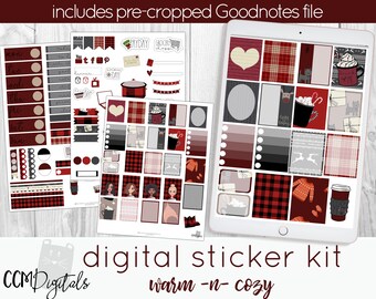Winter Digital Planner Stickers Digital Stickers Goodnotes iPad Planner Stickers | Goodnotes Planner Digital Journal Stickers Plaid Stickers