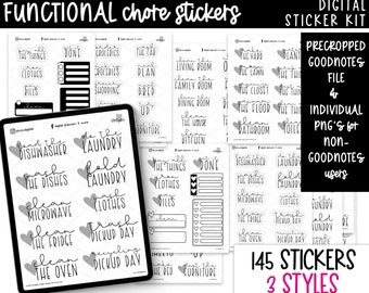 Digitale plannerstickers - functie woordstickers klusjes minikit | Inclusief individuele png-stickers en goodnotes-stickers