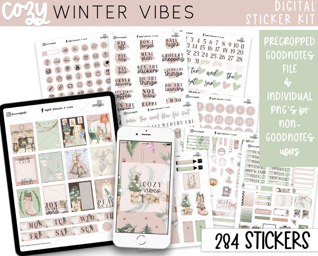 Cozy Winter Digital Planner Stickers for Digital Planners and Journals ...
