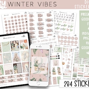 Cozy Winter Digital Planner Stickers for Digital Planners and Journals - Includes Individual PNG Stickers