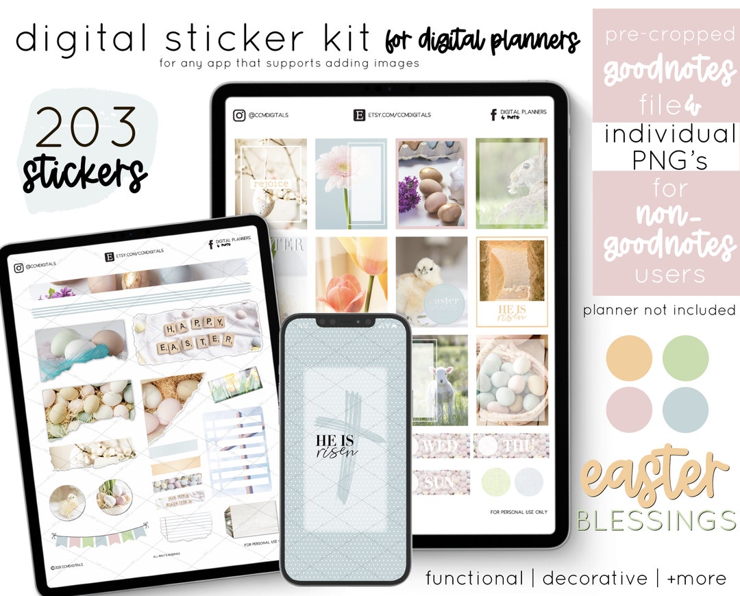 Easter Blessings Digital Planner Stickers | PNG Digital Stickers for ...