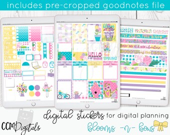Digital Planner Spring Stickers | Goodnotes Stickers | iPad Stickers Pre-cropped Stickers Digital Download iPad Digital Stickers for Spring