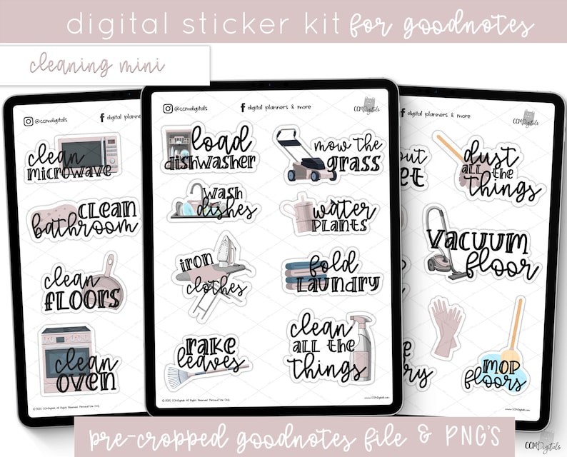 Digital Planner Stickers Chores Mini Kit PNG Stickers for Goodnotes and Digital Planners image 2