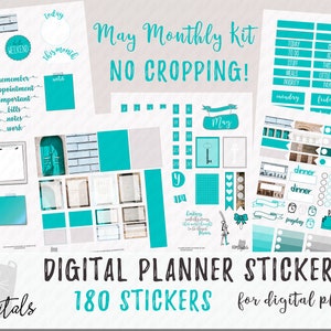 2018 May Digital Planner Stickers | Precropped Goodnotes Stickers and Individual PNGs in a Key and Door Theme