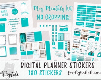 2018 May Digital Planner Stickers | Precropped Goodnotes Stickers and Individual PNGs in a Key and Door Theme