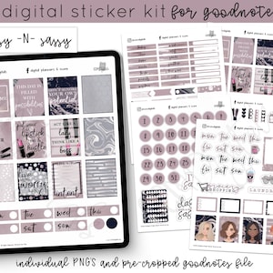 Digital Classy N Sassy Planner Girl Boss Stickers | Includes Individual PNG Stickers and Pre-Cropped Goodnotes File