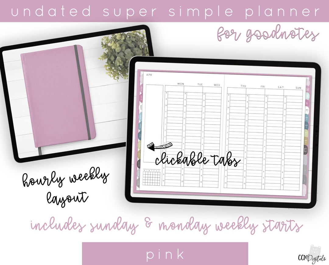 Pink Landscape Undated Super Simple Minimalist Digital Planner ...