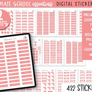 Pink Ultimate School Essentials for Teachers, Students, and Homeschoolers | Digital Planner Goodnotes Stickers | Pre-cropped Stickers