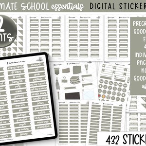 Gray Ultimate School Essentials for Teachers, Students, and Homeschoolers | Digital Planner Goodnotes Stickers | Pre-cropped Stickers