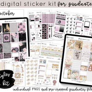 October 2019 Digital Planner Stickers | Includes Spooky Digital Stickers and Elegant Autumn Planner Stickers