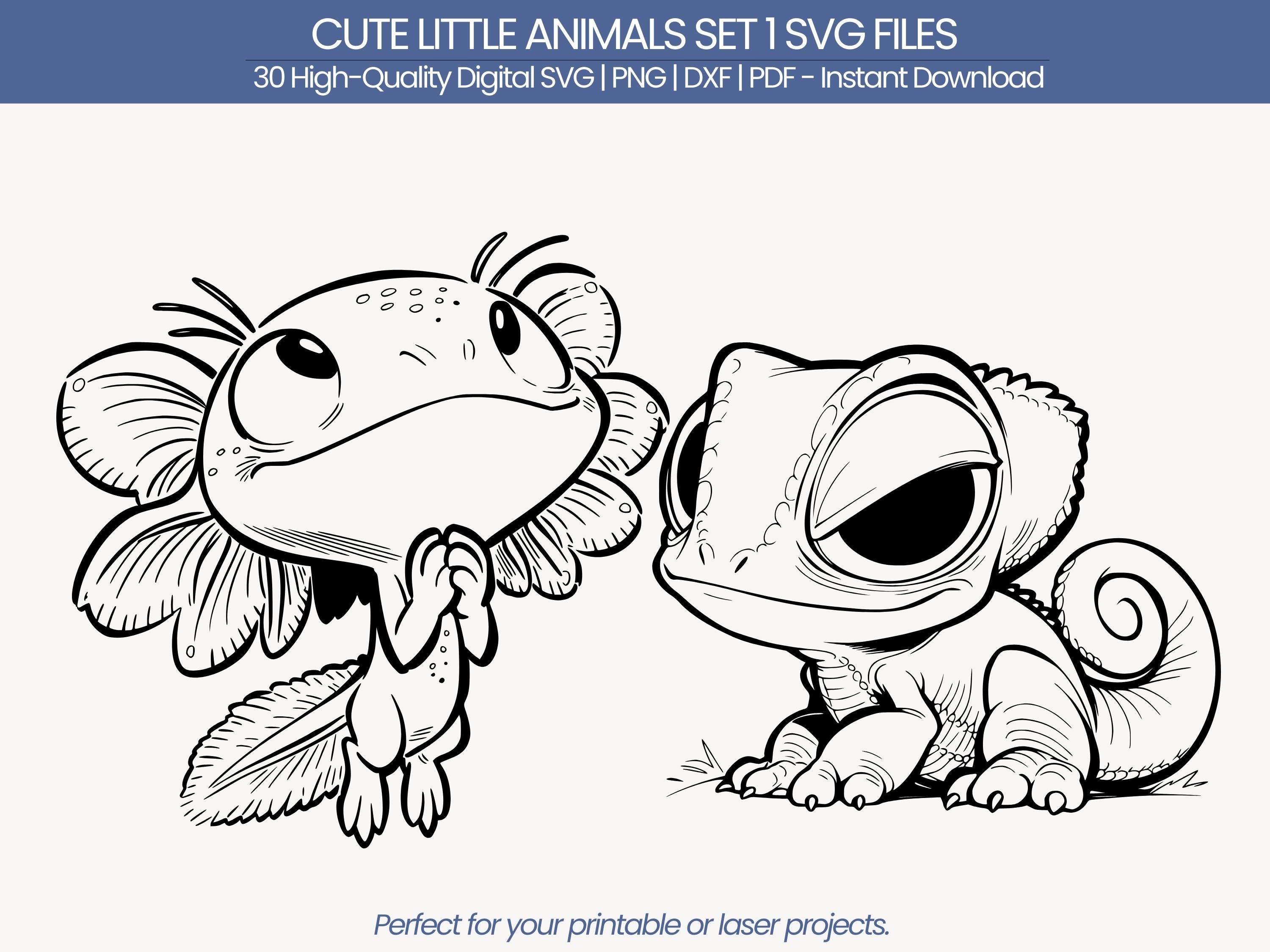 Baby Animal SVG Bundle | PDF DXF Png | Whimsical Animal Line Art ...