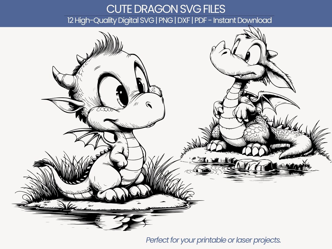 Baby Dragon SVG Bundle | Clipart for Commercial Use (png, Pdf, Dxf) - Etsy