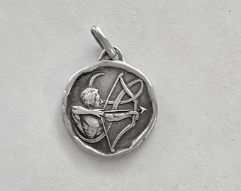 BOOGSCHUTTER Sterrenbeeld hanger ketting bedel sterlingzilver, GEEN KETTING, vintage euro, astrologie sterrenbeeld november december verjaardagscadeau