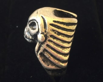 Silver Alien Skull Signet Ring, Sci-fi, Geiger, 1980s Vintage, Anniversary Gift, Science Fiction