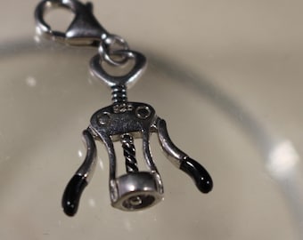 Corkscrew Charm Silver Sterling Vintage