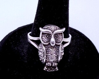 Owl Ring Sterling Silver Vintage Euro