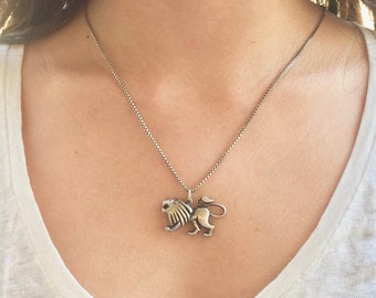 Leo Zodiac Pendant Necklace Charm, Sterling Silver, NO CHAIN, Vintage, 80s, Astrology, Astrological Star Sign, July August Birthday Gift
