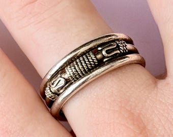 Ring Stackable Band Silver Vintage Euro